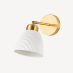 Load image into Gallery viewer, White ceramic and brass adjustable wall sconce