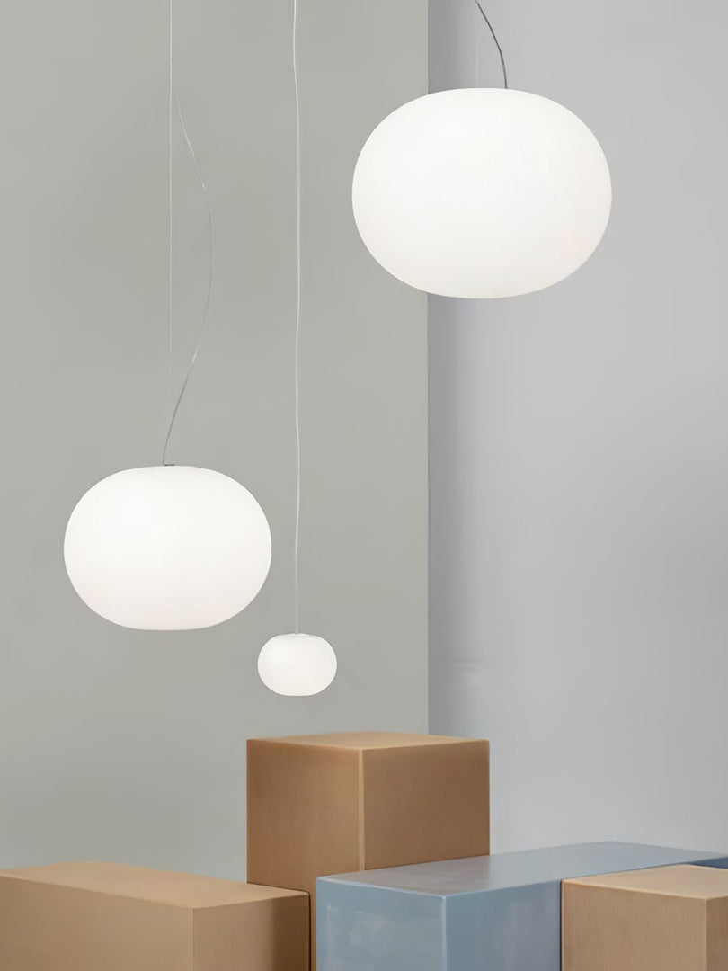 Frosted White Oval Plug-In Pendant Light