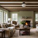 Charger l&#39;image dans la visionneuse de galerie, Geotower Glass Brass Ceiling Light - Opal Glass Schoolhouse Shade - Modern Elegance

