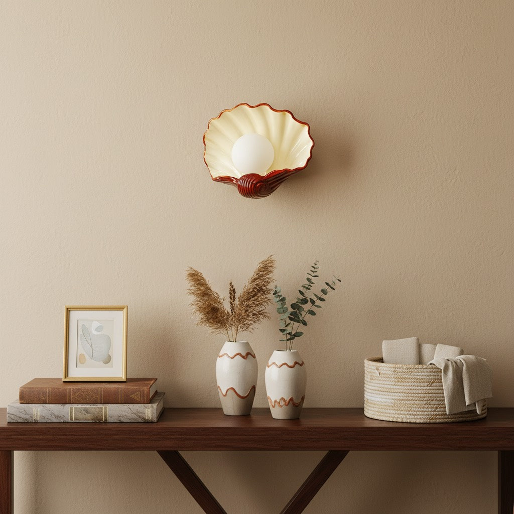 Nautris Shell Wall Lamp - Vintage Resin Lamp for Living Room