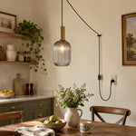 Charger l'image dans la visionneuse de galerie, Retro ribbed glass plug-in pendant light in a home interior
