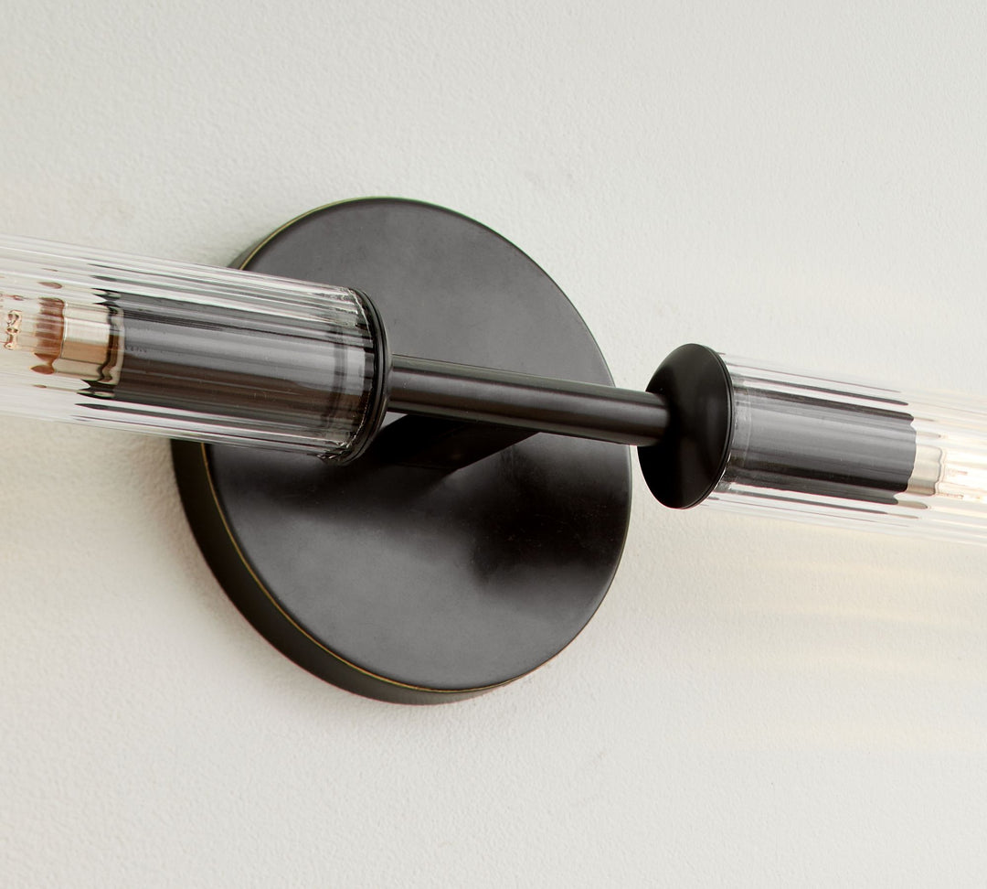 Aplique de pared de tubo de vidrio Bravira - Iluminación clásica de tubo de latón acanalado