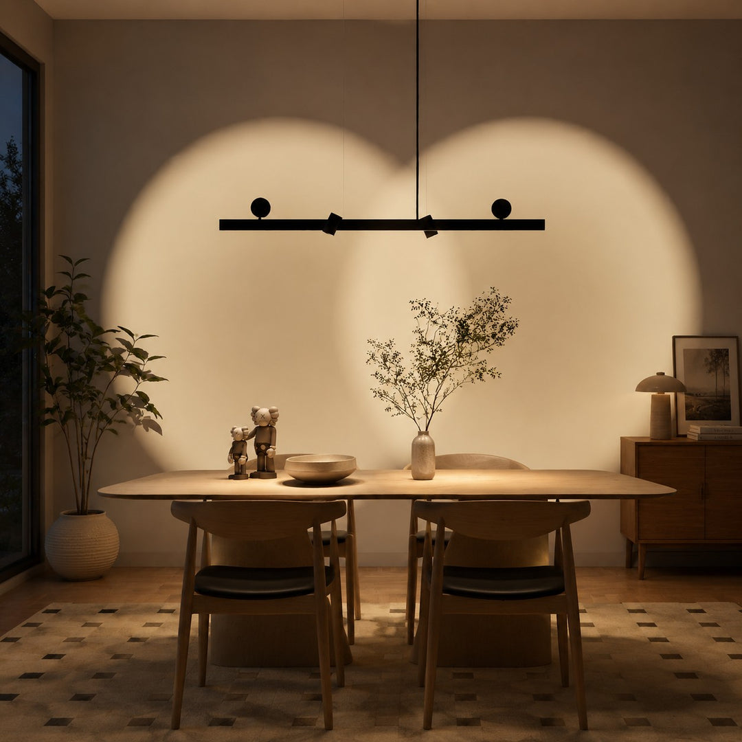 Lámpara colgante lineal para comedor con luz de lavado de pared