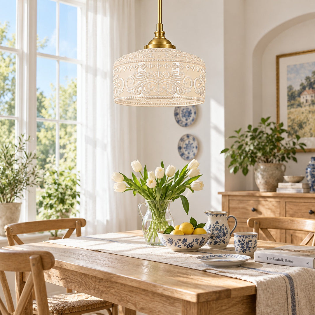 Vintage Adjustable Glass Pendant Light