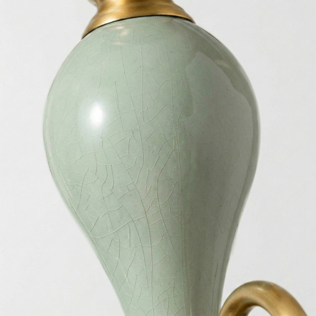 Lustre Branche Série Altoris avec Abat-jours en Tissu – Lustre en Laiton et Céramique pour Salon