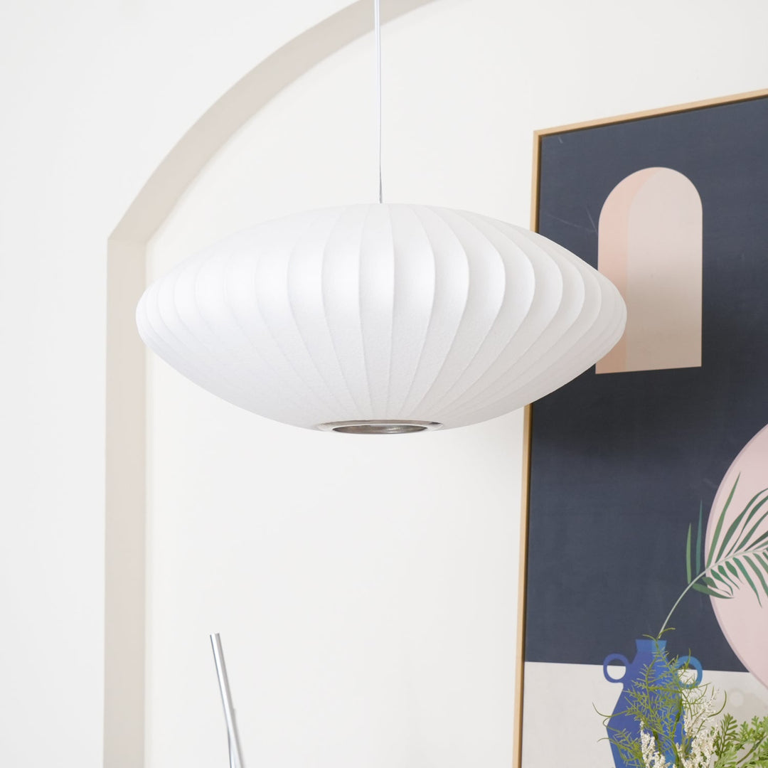 White Geometric Wire Swag Pendant Light
