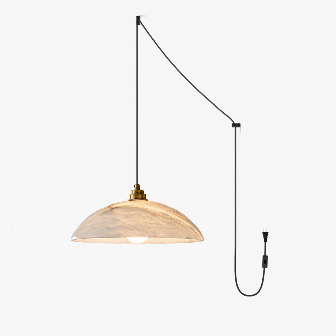 Natural Stone Plug-In Swag Pendant Light