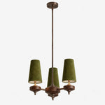Charger l'image dans la visionneuse de galerie, 3-light Hour Rho chandelier with green velvet shades