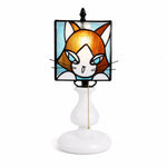Bild in Gallery-Viewer laden, Orange yellow cat stained glass table lamp on white background