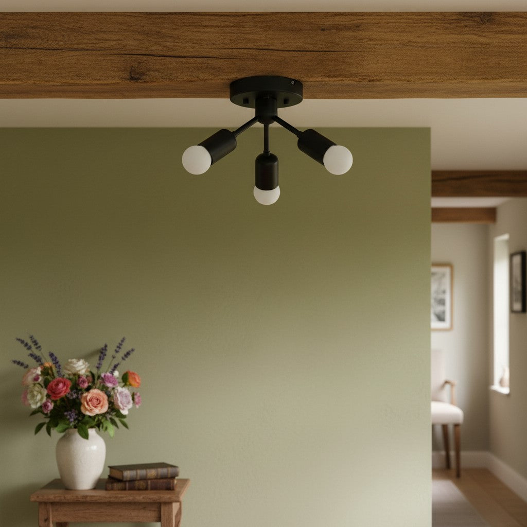 Mobilux Line Modern Brass Flush Mount - Minimalist Gold Ceiling Light for Bedroom