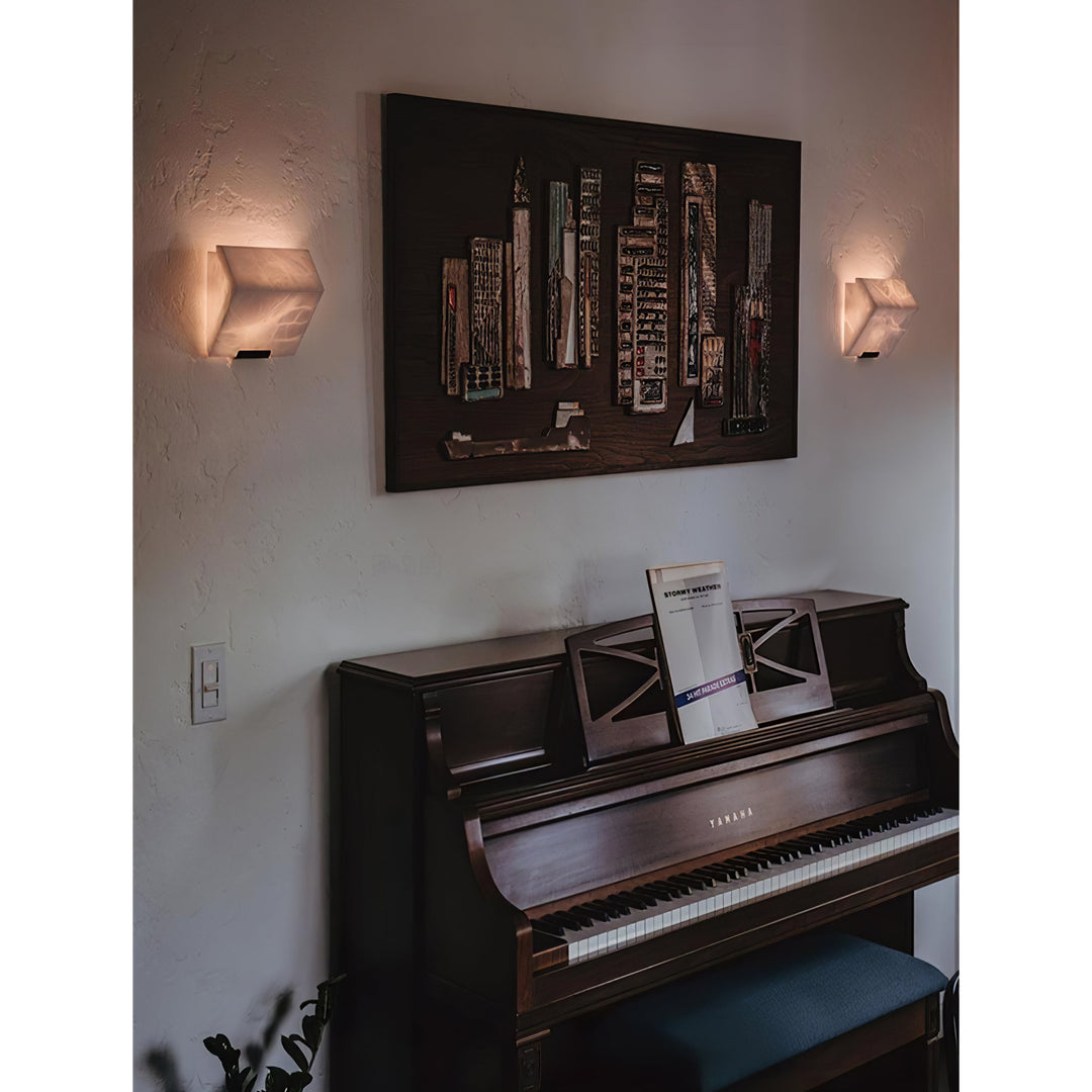 Modern Alabaster Wall Lamp – Minimalist Staircase Sconce for Hallway Corridor Lighting