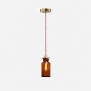 Amber brown glass pendant lamp detail