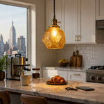 Load image into Gallery viewer, Vintage faceted glass pendant light