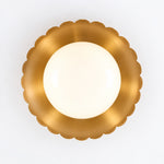 Cargar imagen en el visor de la Galería, Scalloped Metal Brass Trim Globe Shade Flush Mount