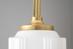 Cargar imagen en el visor de la Galería, Geotower Glass Opaline Globe Skyscraper Pendant – Art Deco Modern Indoor Accent Light
