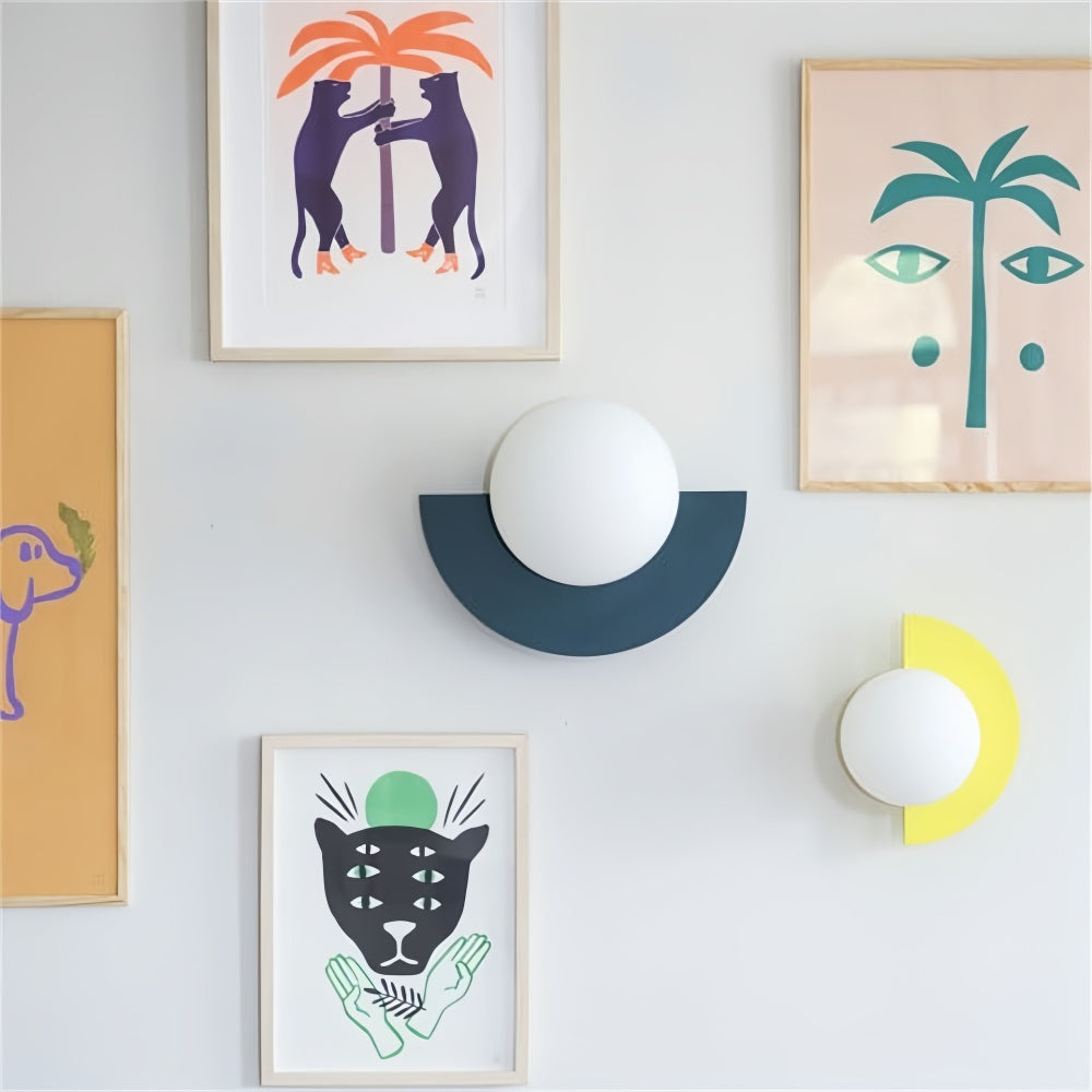 Applique murale nordique en forme de boule de verre et de macaron, en métal coloré, décoration moderne