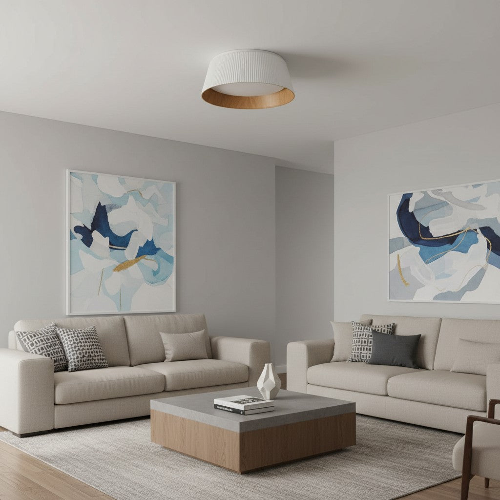 Lampe Plafonnier Moderne à Abat-Jour Cannelé Texturé Ribravo - Lampe Minimaliste Moderne pour Salon