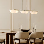 Load image into Gallery viewer, Ferosa Brass Glass Linear Chandelier – 3 Light Milk Glass Dining Lighting
