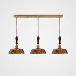 Load image into Gallery viewer, 3-Light Linear Pendant Vintage Brown Leather Bar 75 cm / 29.5 in; Shade Dia. 25 cm / 9.8 in