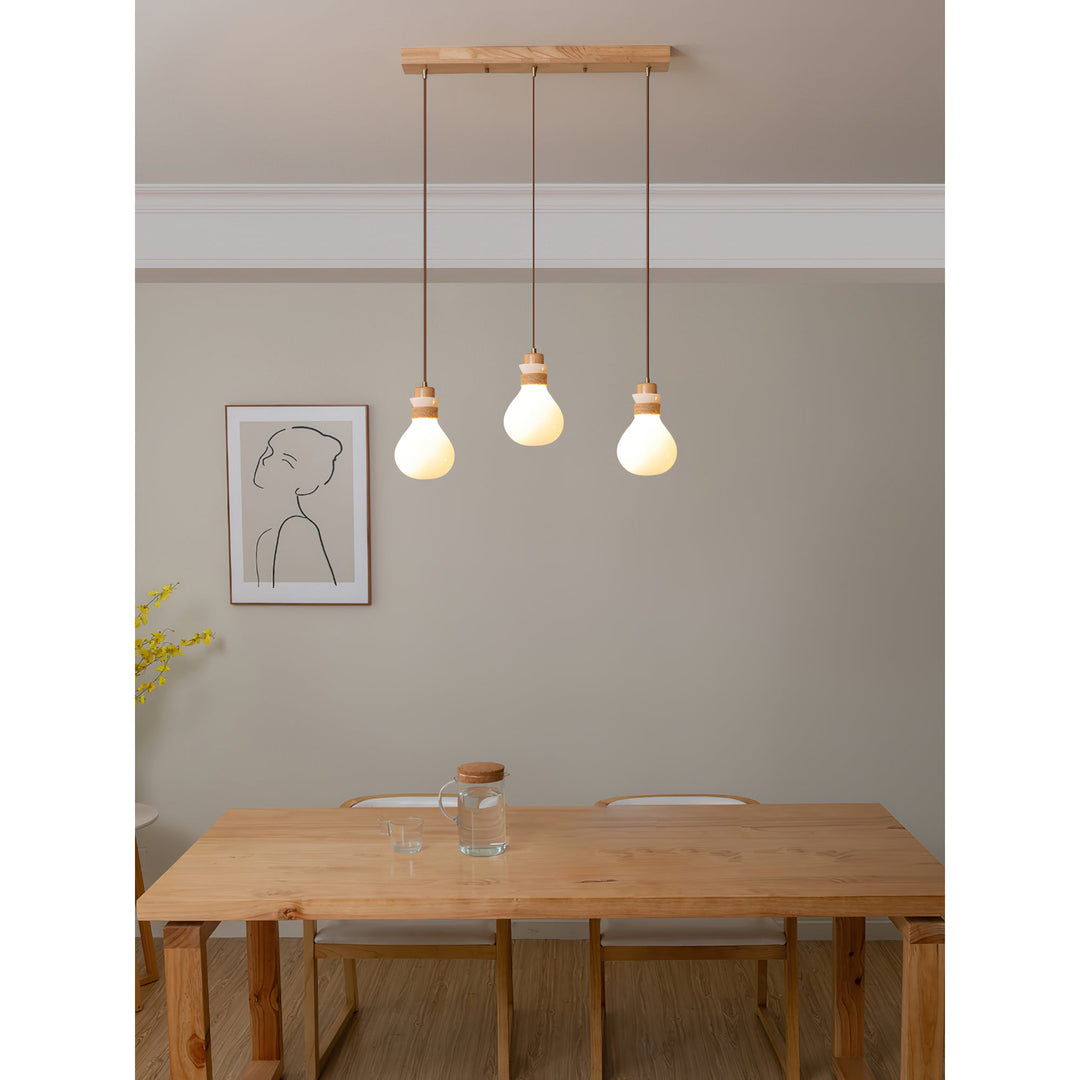 Lampe à suspension en verre et corde de chanvre