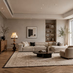 Load image into Gallery viewer, Cream fabric table lamp in a soft living room