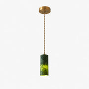 One head green jade cylinder pendant lamp with 2.36 inch / 6 cm shade
