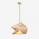 Load image into Gallery viewer, Natural wood slatted pendant light