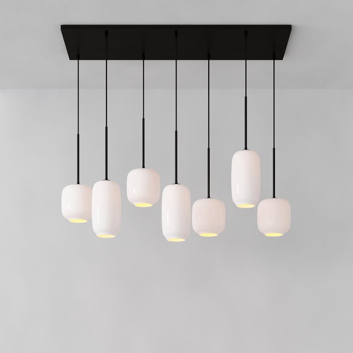 Lumivelle Sculptural 7-Light Chandelier – Adjustable Height Modern Glass Pendant