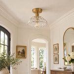 Bild in Gallery-Viewer laden, Vintage Brass Puff-Skirt Glass Ceiling Light