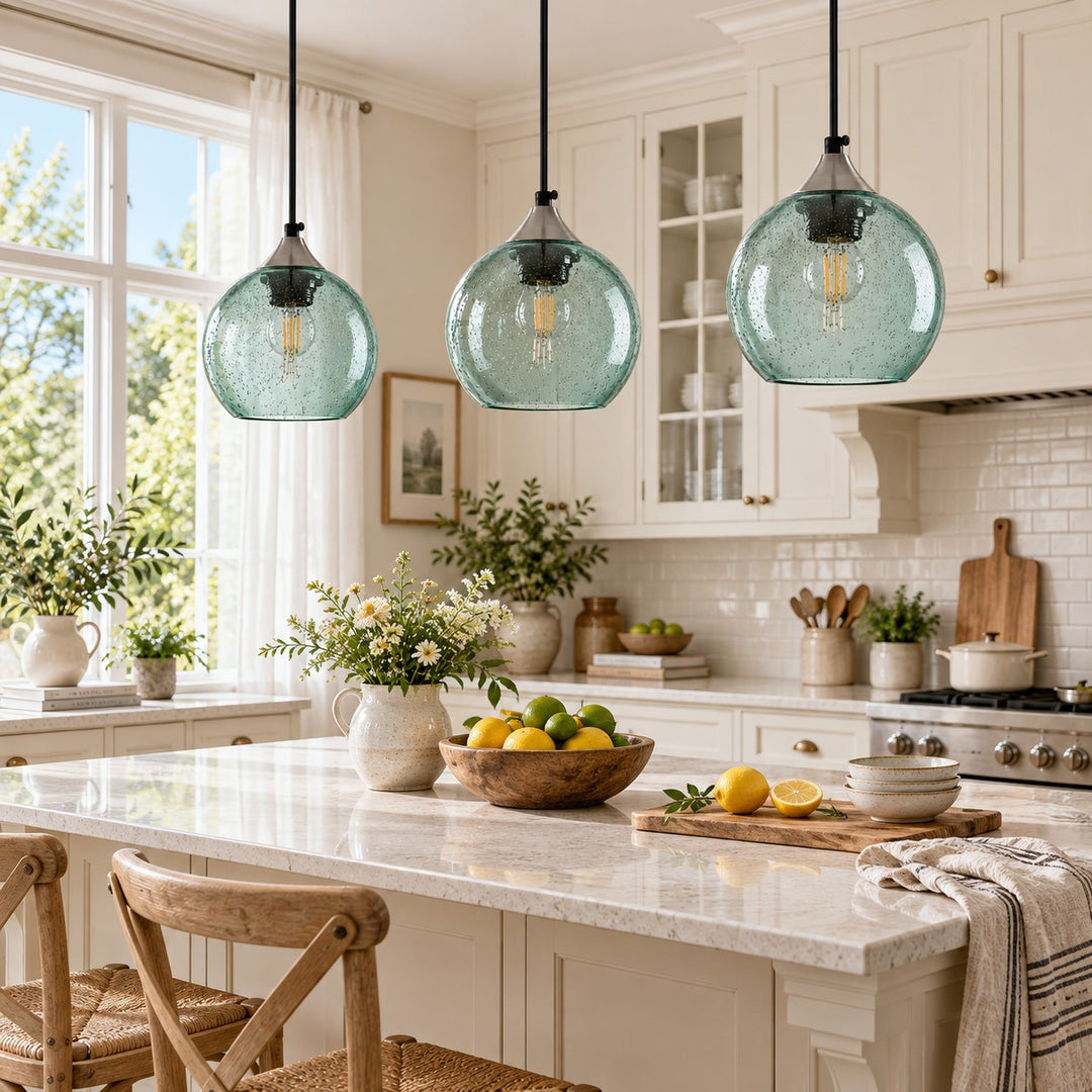 Bubble Glass Globe 3 - Light Single Pendant Light With Adjustable Cord