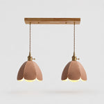 Load image into Gallery viewer, Two-light natural leather linear pendant