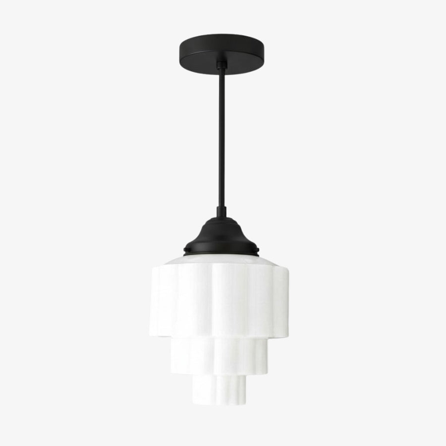 Geotower Glass Art Deco Pendant Light – Modern Industrial Ceiling Fixture for Living Room & Bedroom