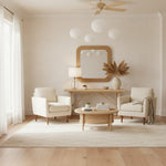 Bild in Gallery-Viewer laden, Sustaina Gebogene Tischlampe aus recyceltem Glas mit Stoffschirm – Nachhaltige moderne Akzentbeleuchtung für Wohnzimmer