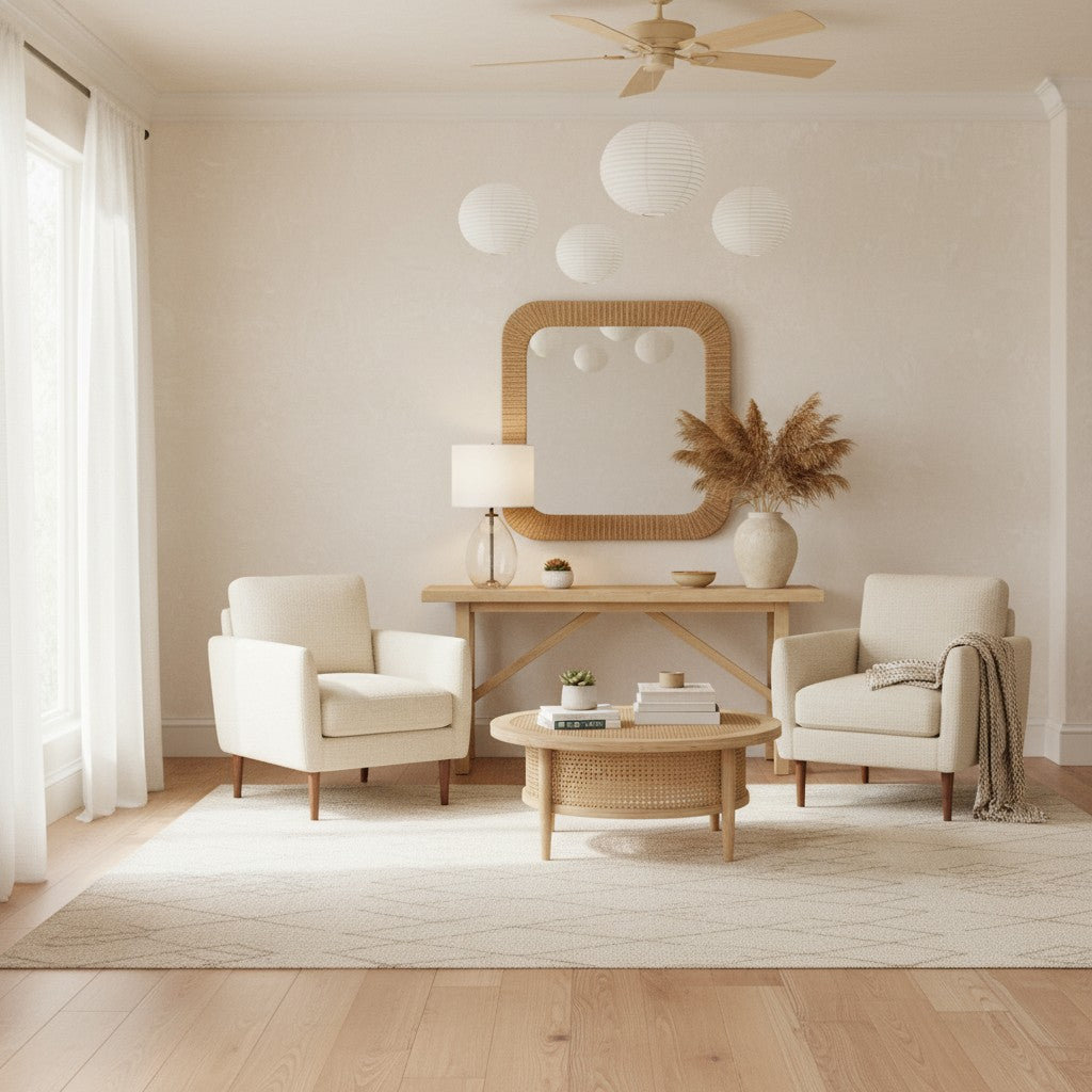 Sustaina Gebogene Tischlampe aus recyceltem Glas mit Stoffschirm – Nachhaltige moderne Akzentbeleuchtung für Wohnzimmer