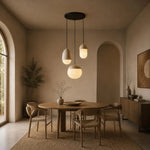 Cargar imagen en el visor de la Galería, Cream pendant light installed above a dining bar or counter