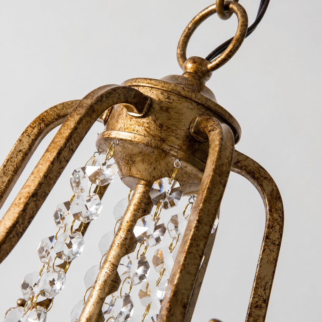 Antique Bronze 4-Light Crystal Mini Chandelier