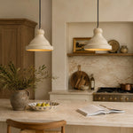 Load image into Gallery viewer, Beige metal pendant lamp in a kitchen nook scene