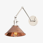 Charger l&#39;image dans la visionneuse de galerie, Conique Metal Industrial Wall Sconce with Adjustable Arm - Vintage Copper Cone Shade for Task Lighting
