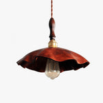 Load image into Gallery viewer, brown distressed cowhide pendant light with brass socket