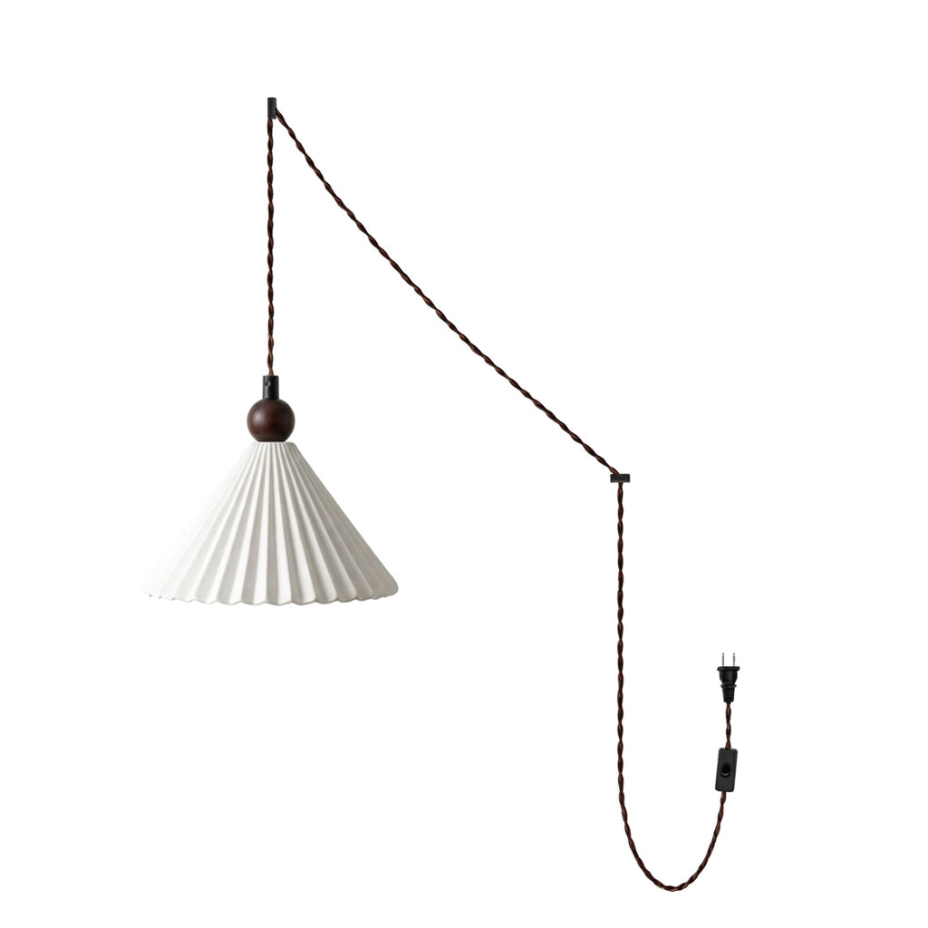 Pleated Ceramic Plug-In Swag Pendant