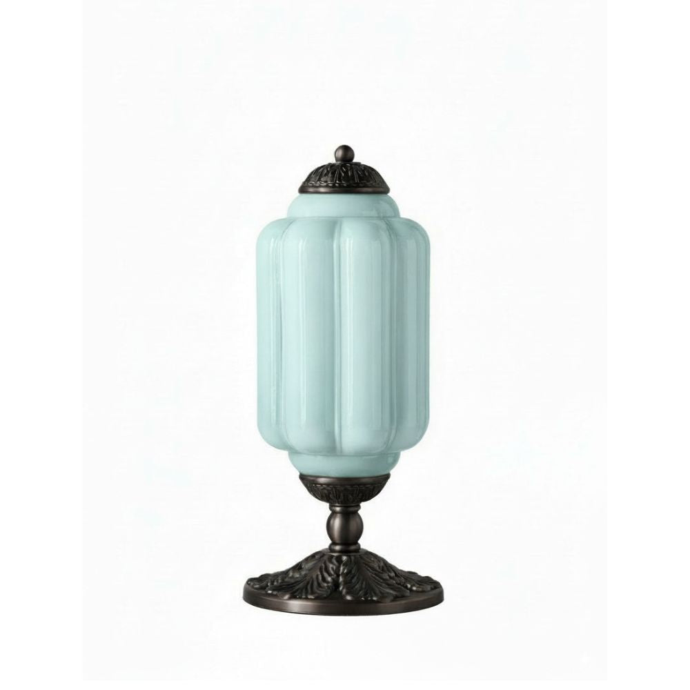 Eloise Muschelschalen-Glasschirm Vintage-inspirierte Tischlampe für Schlafzimmer und Wohnzimmer Akzentbeleuchtung