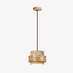 Cargar imagen en el visor de la Galería, Travertine wood single pendant lamp hardwired full view