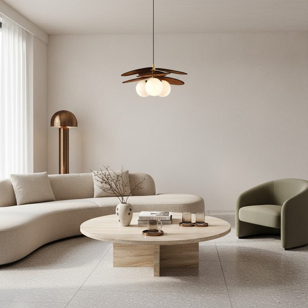 Lustre Orrise à pétales en étages - Métal moderne et tissu pour salons et salles à manger