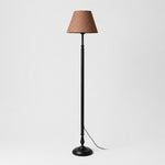 Charger l'image dans la visionneuse de galerie, Vintage black iron floor lamp with coffee polka dot shade