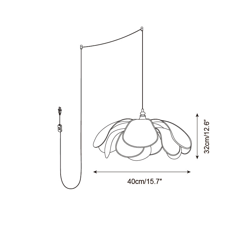Layered Floral Fabric Plug-In Pendant