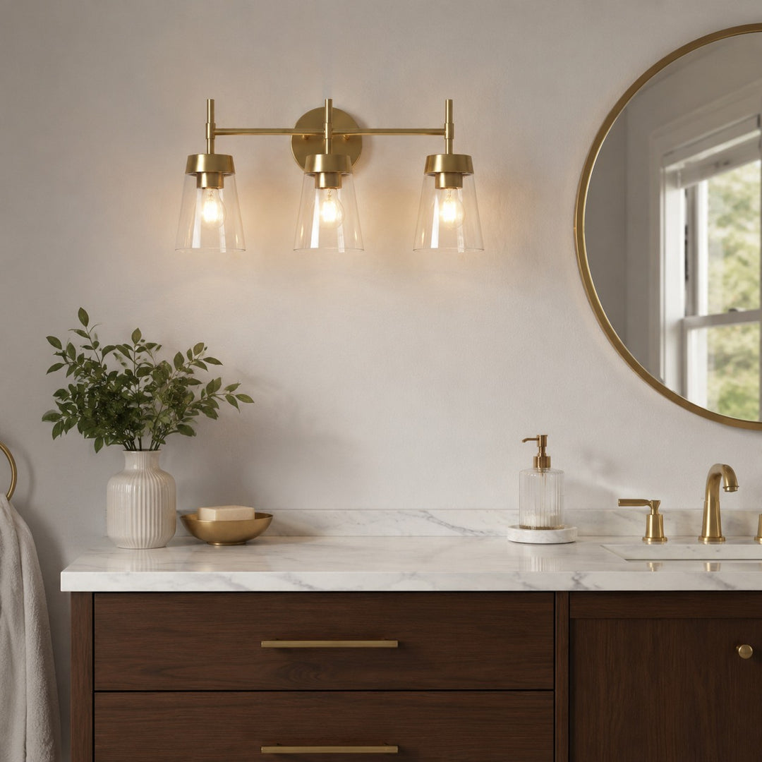 Brushed Brass 3-Light Bathroom Vanity Wall Light