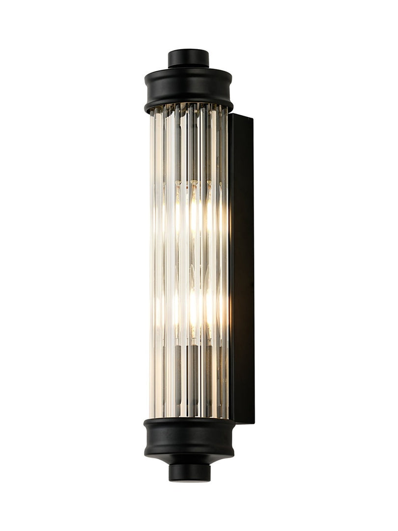 Applique murale cannelée – Lampe en verre nervuré avec applique en laiton et verre