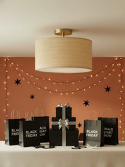 Dumora Drum Woven Ceiling Light - Rustic Boho Semi Flush Mount Light