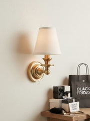 Rowan Drum Shade Wall Sconce – Fabric Sconce Light for Cozy Cottage Lighting