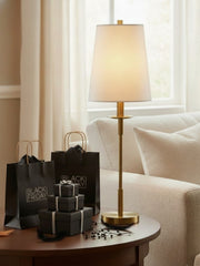 Rowan Linen Iron Table Lamp - Elegant Traditional Bedside Lighting